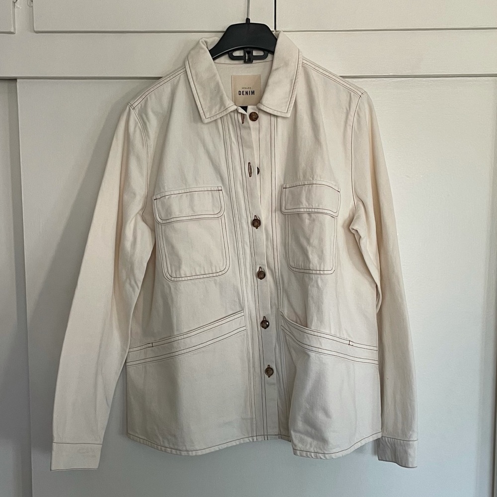 NWT Sezane White Denim jacket with pockets - L